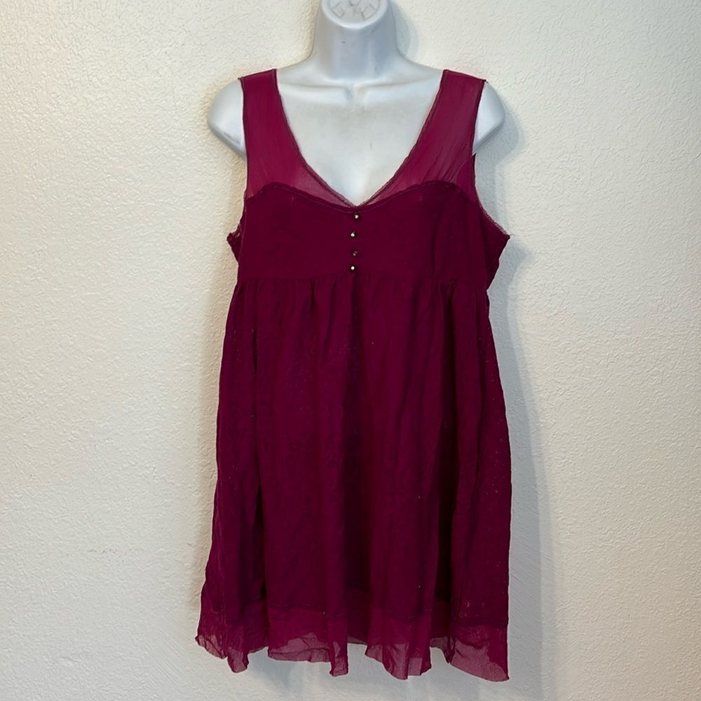 Free People Lace and Mesh Babydoll Mini Dress Large